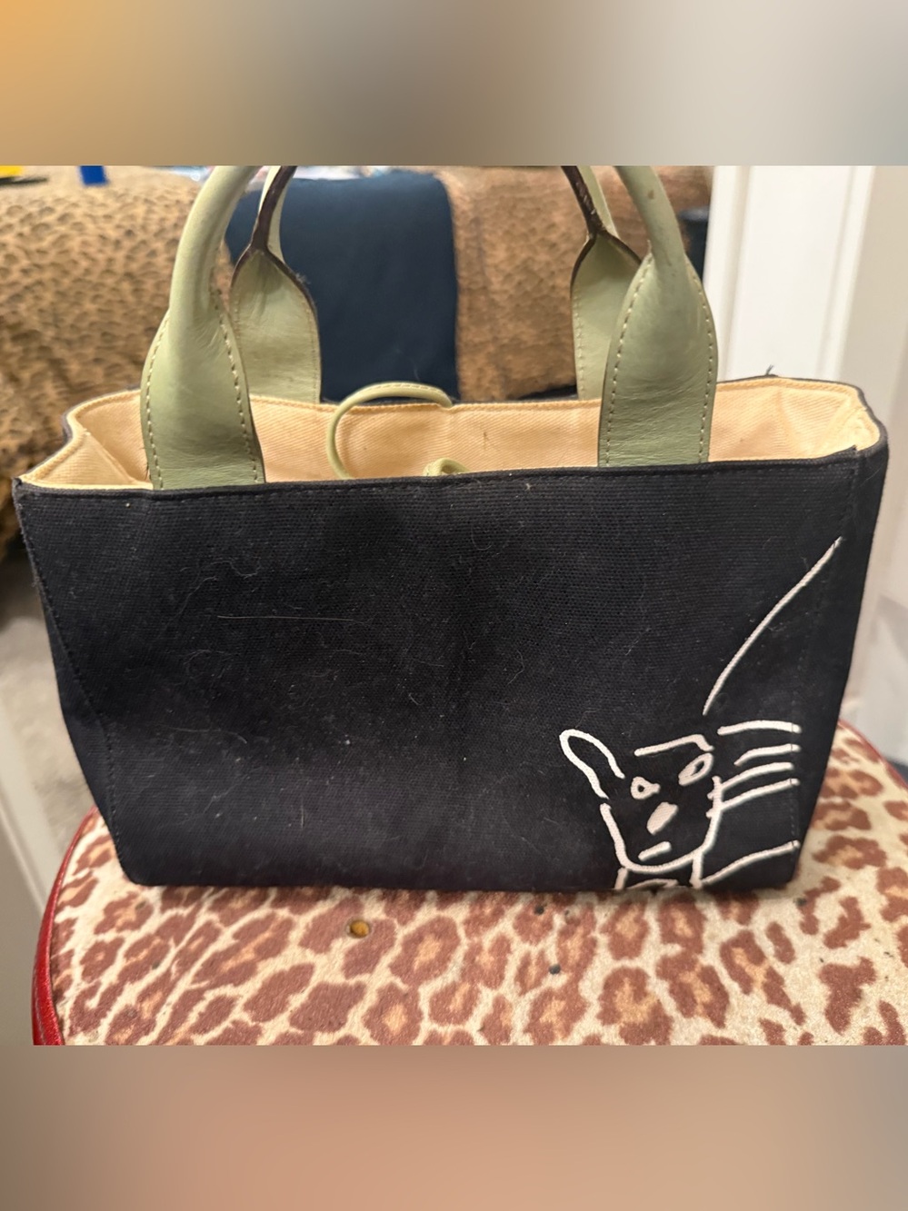 kate spade Black Tote with Neon Yellow Script Logo